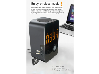 MUSKY DY38 Bluetooth Speaker Alarm Clock Night Light -Black